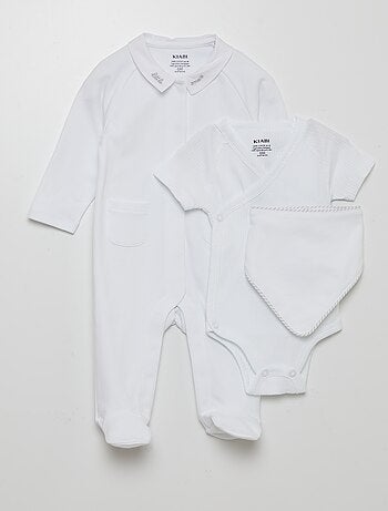 Conjunto babygrow body babete 3 peças BRANCO Kiabi 13 00