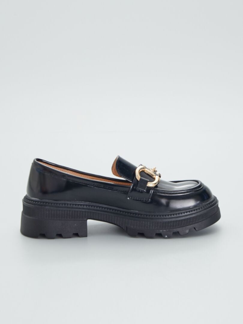 Mocassins Em Pele Sint Tica Sola Grossa Preto Kiabi