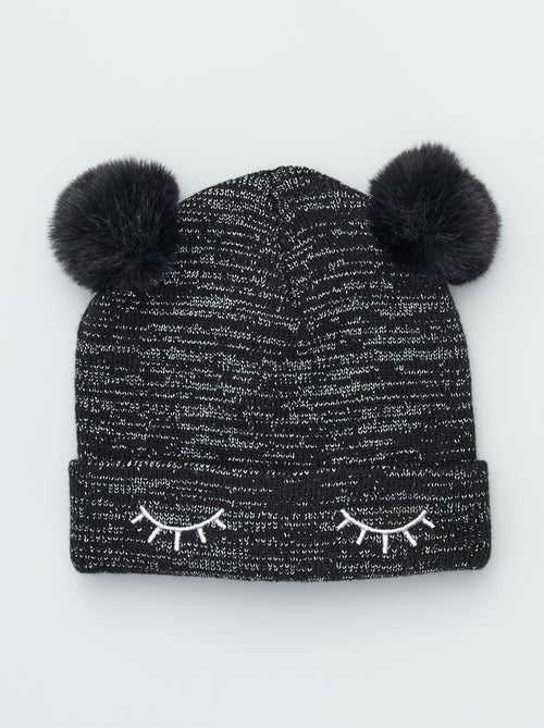 - Gorro com fios brilhantes e pompons  - 'Olhos' - Kiabi