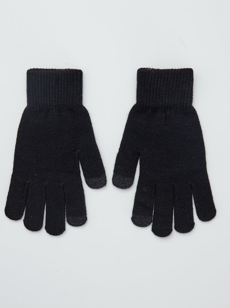 1 par de luvas em malha jersey PRETO - Kiabi