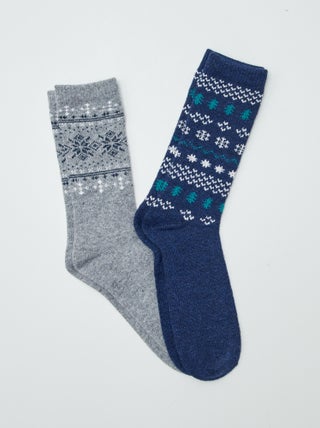 2 pares de meias com motivo jacquard