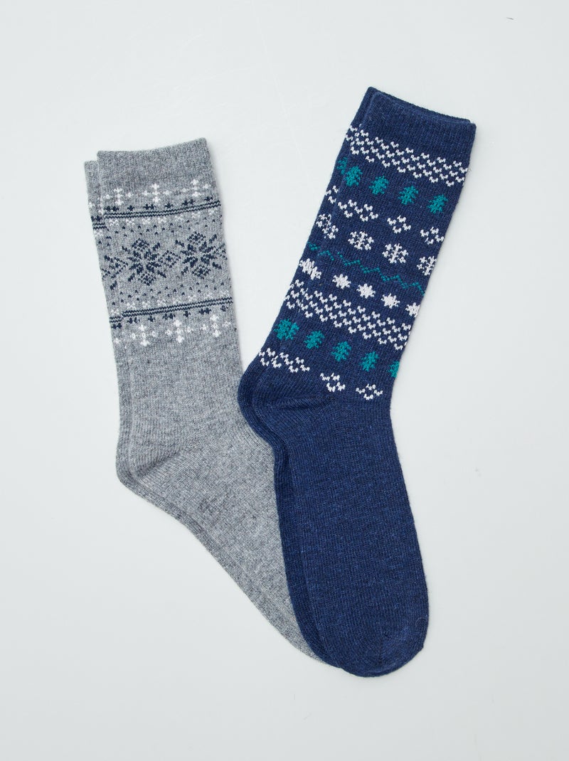 2 pares de meias com motivo jacquard AZUL - Kiabi