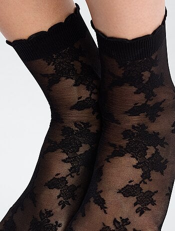2 pares de meias curtas de renda