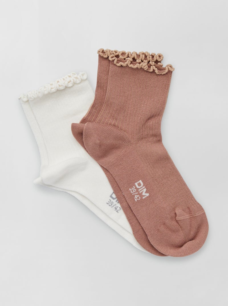 2 pares de meias curtas 'DIM Coton Modal Fantaisie' BEGE - Kiabi
