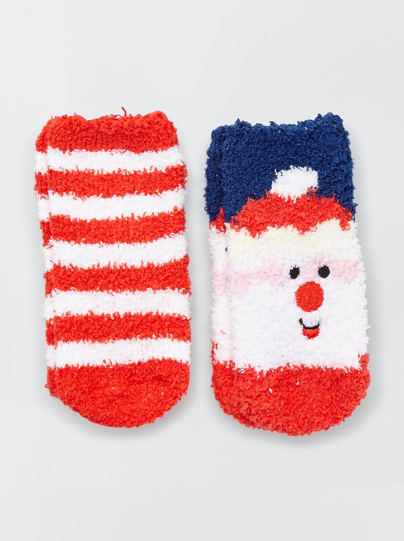 2 pares de meias de Natal Vermelho/ Branco - Kiabi
