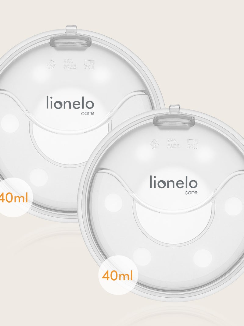 2 x Conchas recolhedoras de leite LIONELO Milky Plus - 2 x 40 ml - Mãos livres - Estojo fechado Branco - Kiabi