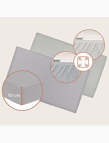 2 x Lençóis ajustáveis de bambu para cama de bebé – LIONELO – Cama de viagem – 120 x 60 cm