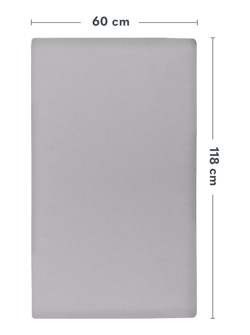 2 x Lençóis ajustáveis de bambu para cama de bebé – LIONELO – Cama de viagem – 120 x 60 cm Cinza-branco - Kiabi
