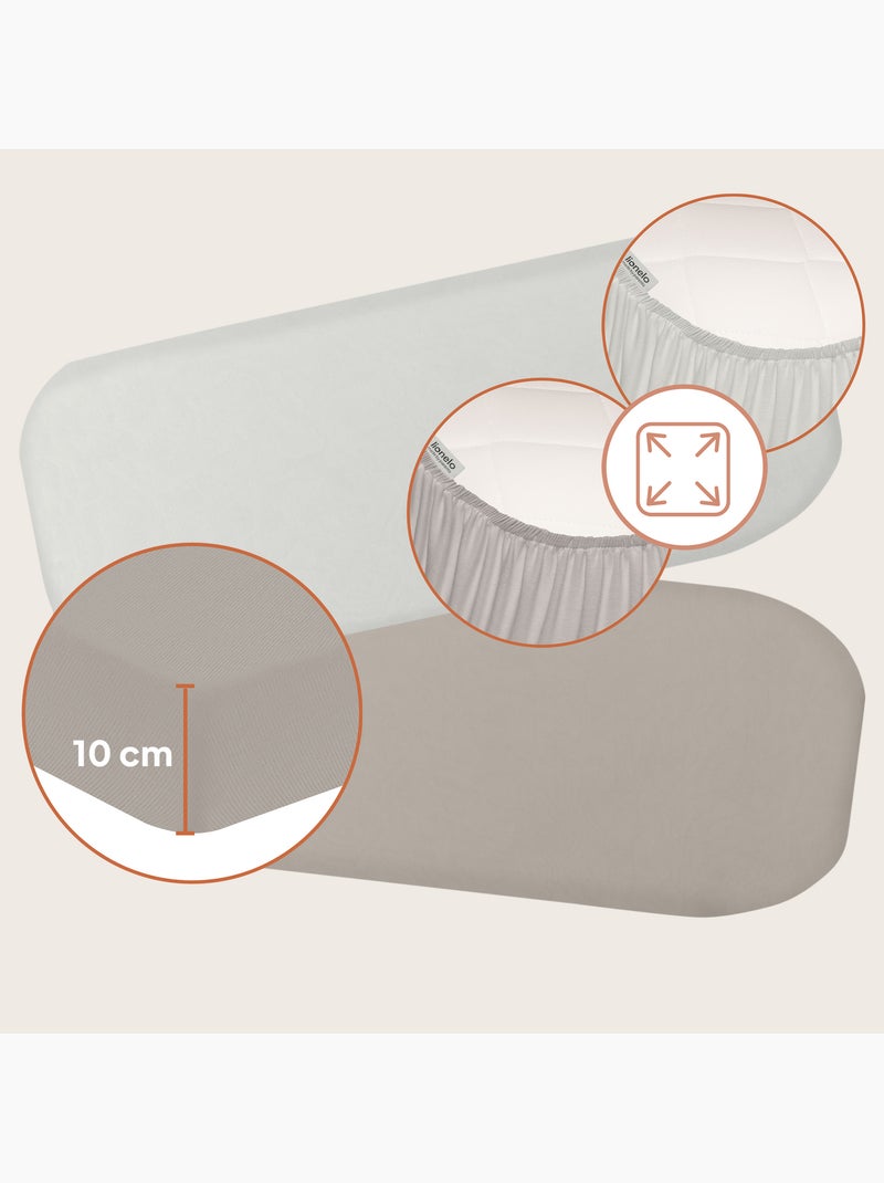 2 x Lençóis de bambu para alcofa – LIONELO – Universais – 70 x 30 cm Bege/Branco - Kiabi