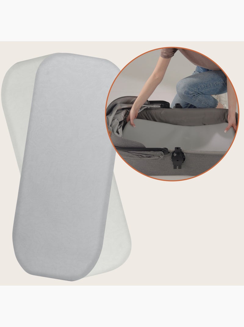 2 x Lençóis de bambu para alcofa – LIONELO – Universais – 70 x 30 cm Cinza-branco - Kiabi
