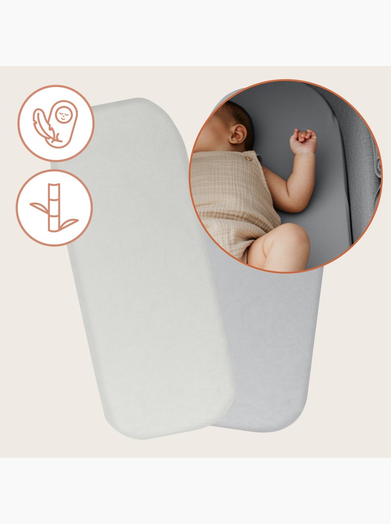 2 x Lençóis de bambu para alcofa – LIONELO – Universais – 70 x 30 cm Cinza-branco - Kiabi