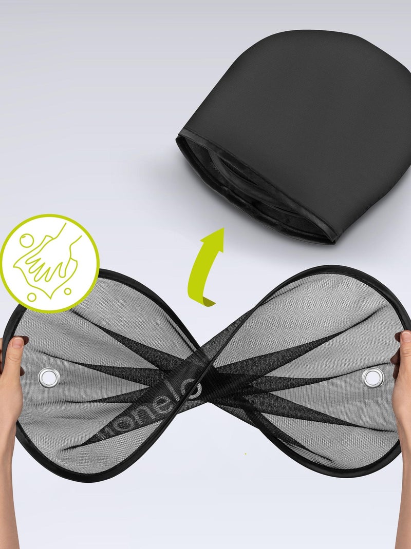 2 x Protetores solares para carro 44 x 38 cm – LIONELO – Universais para crianças – Proteção UV Preto - Kiabi
