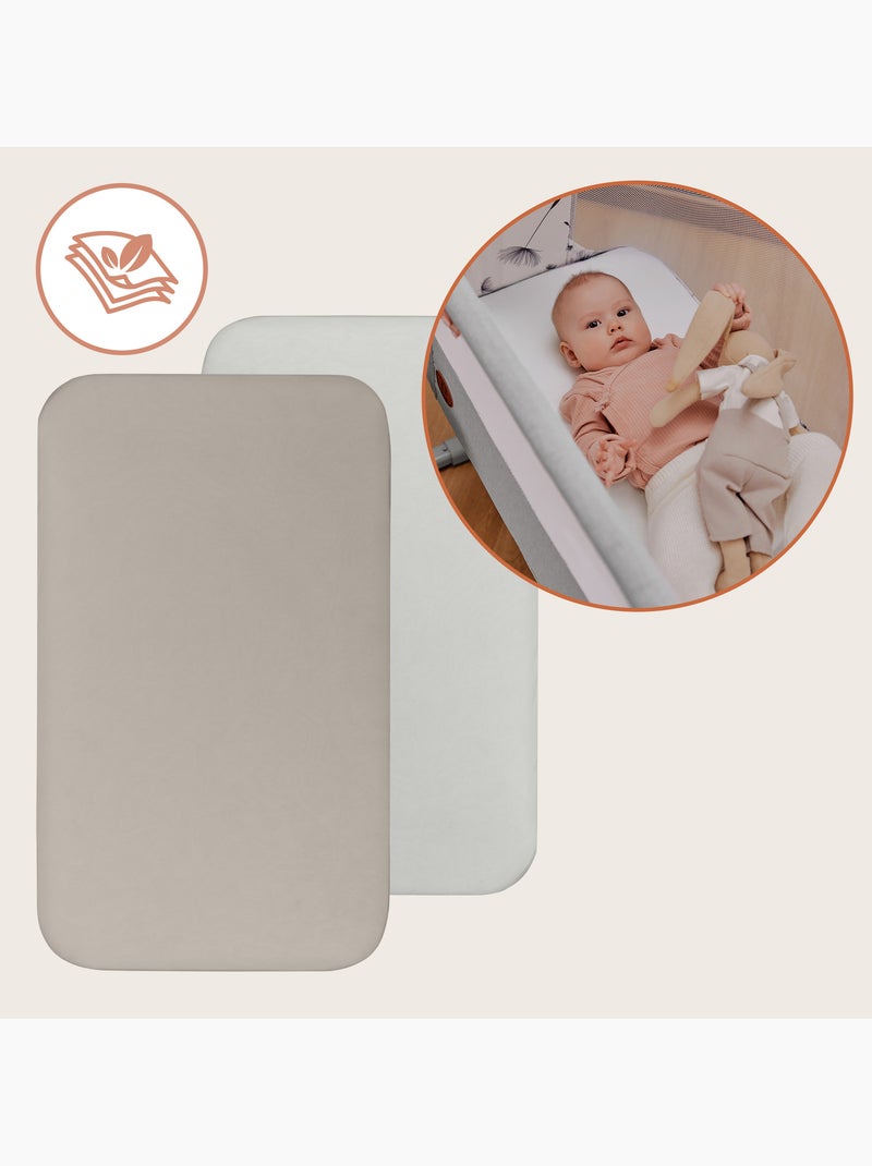 2x Lençol de Baixo em Bambu LIONELO - Berço e Co-Sleeping - 80x40 cm - Universal Bege/Branco - Kiabi