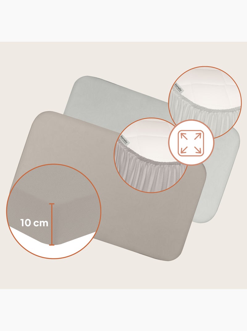 2x Lençol de Baixo em Bambu LIONELO - Berço e Co-Sleeping - 80x40 cm - Universal Bege/Branco - Kiabi