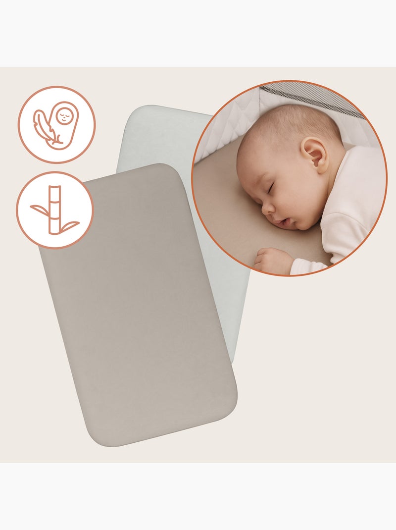 2x Lençol de Baixo em Bambu LIONELO - Berço e Co-Sleeping - 80x40 cm - Universal Bege/Branco - Kiabi