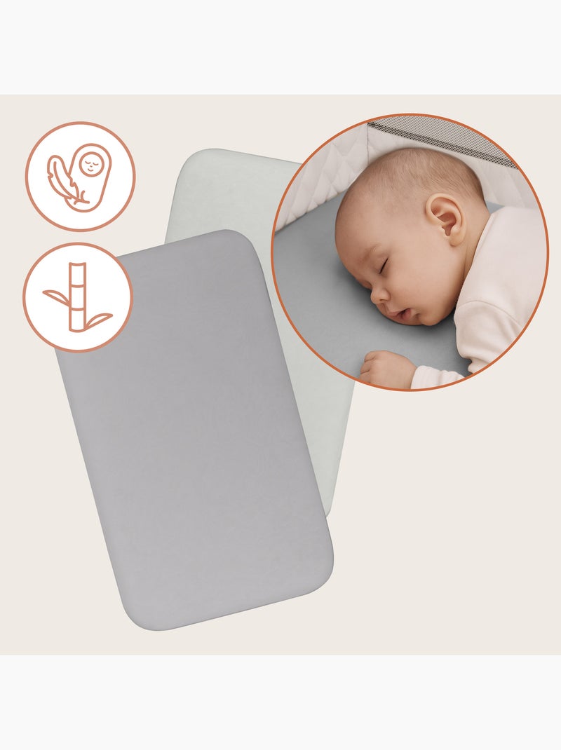 2x Lençol de Baixo em Bambu LIONELO - Berço e Co-Sleeping - 80x40 cm - Universal Cinza-branco - Kiabi