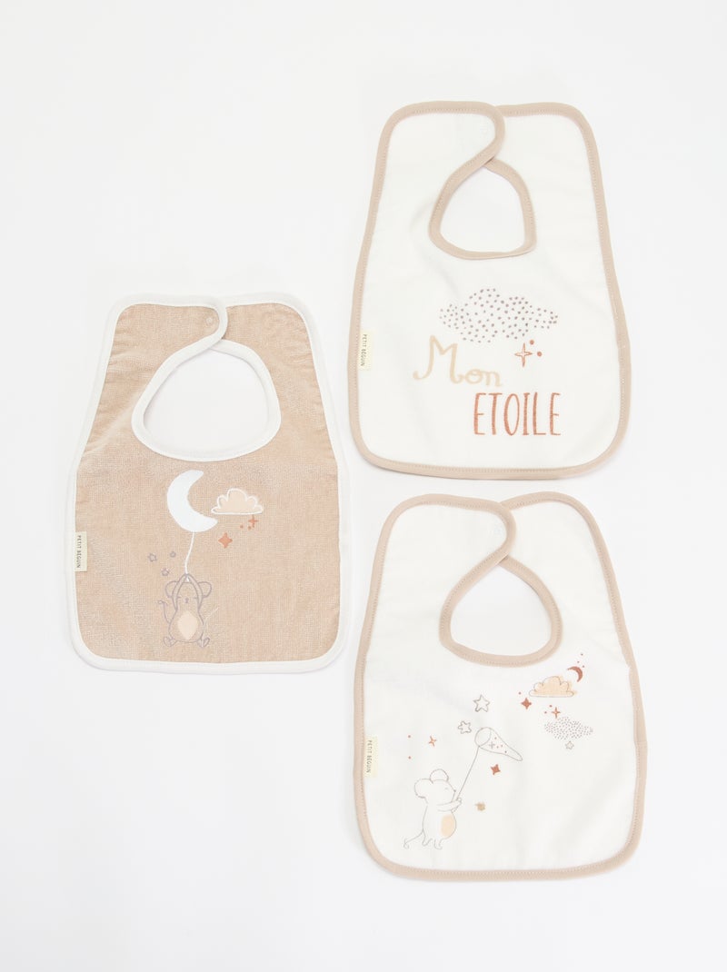 3 babadores estampados Bege - Kiabi