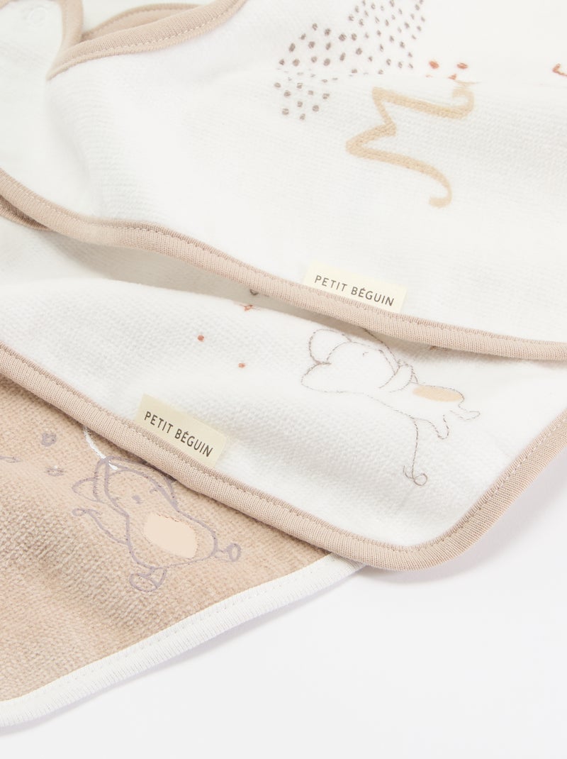 3 babadores estampados Bege - Kiabi