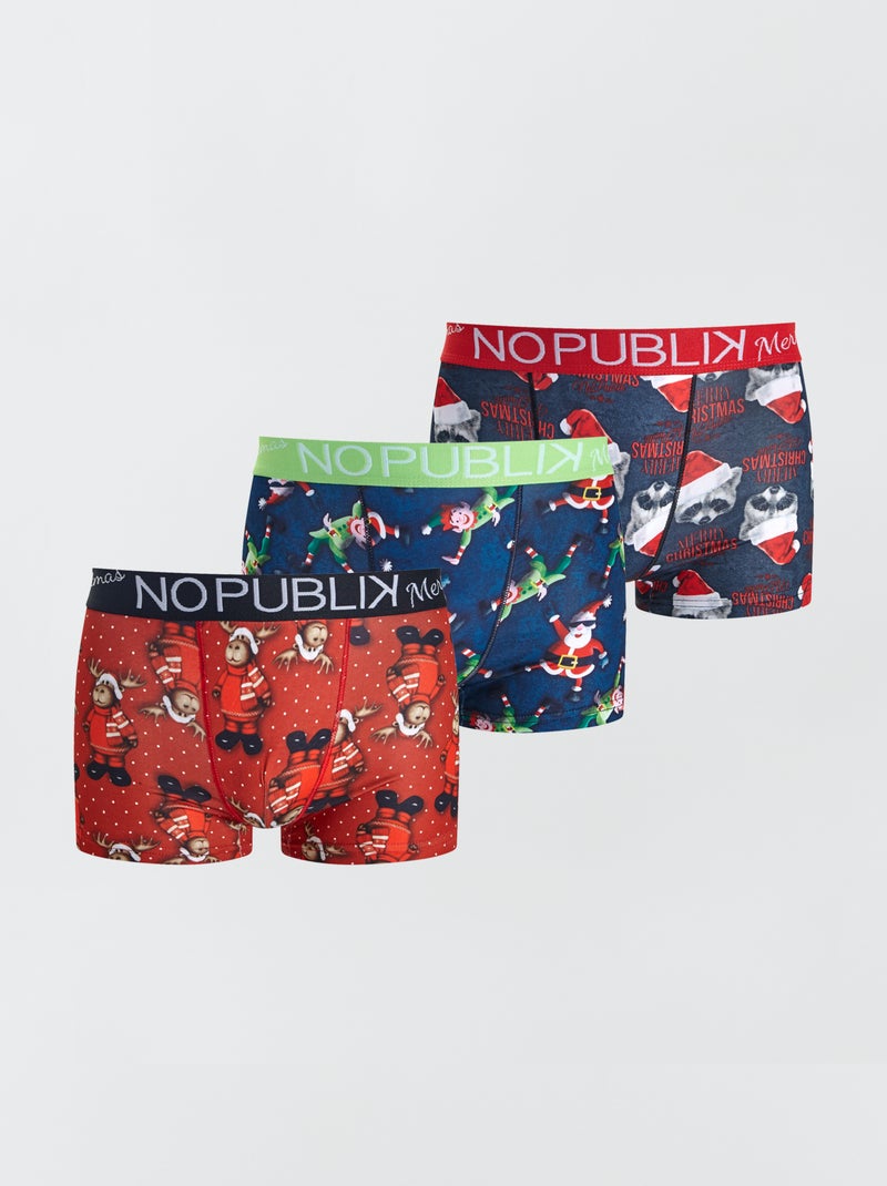 3 boxers 'No Publik' com estampado Natal BEGE - Kiabi