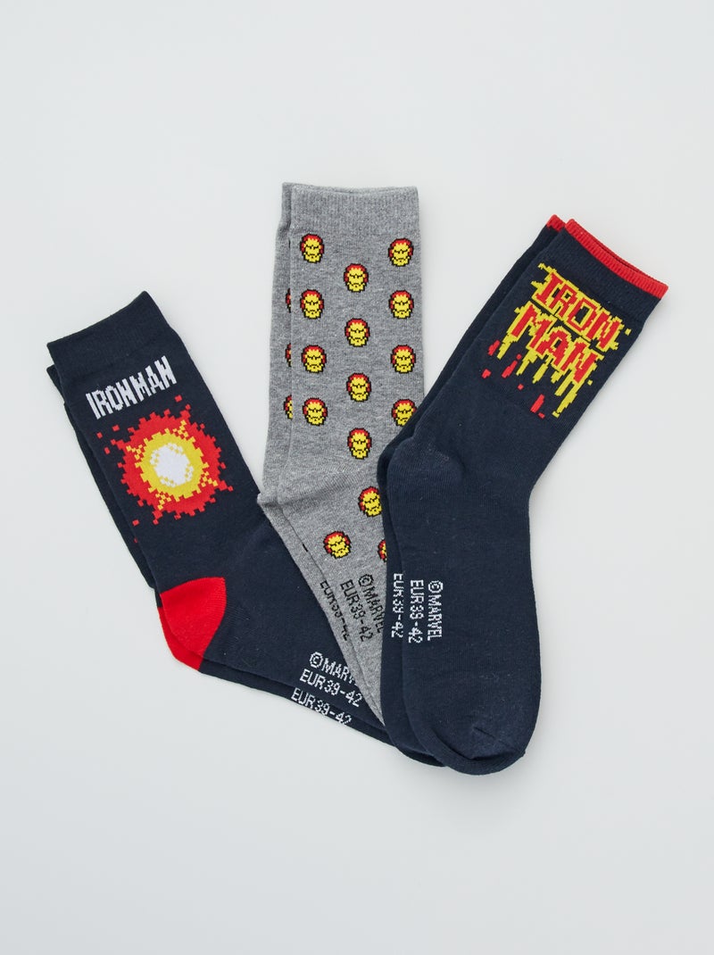 3 pares de meias 'Homem de Ferro' AZUL - Kiabi