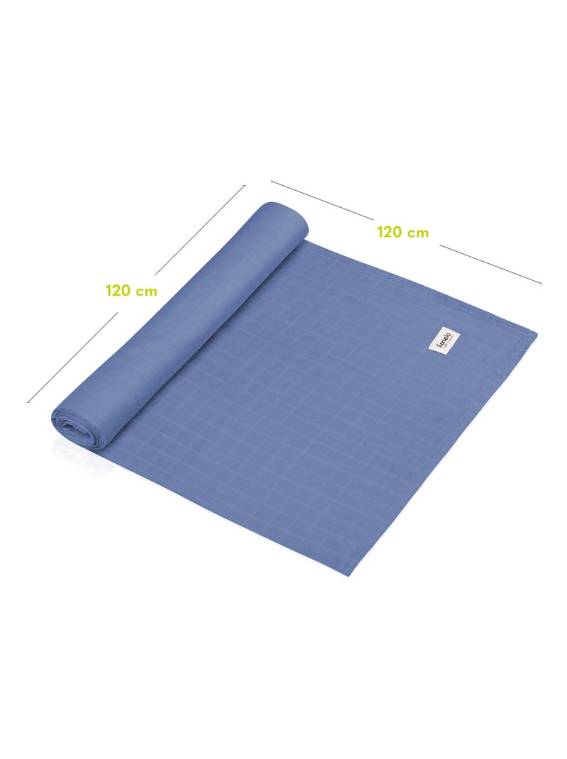 3 x fraldas de bebé de algodão e bambu natural LIONELO – 120 x 120 cm Azul - Kiabi