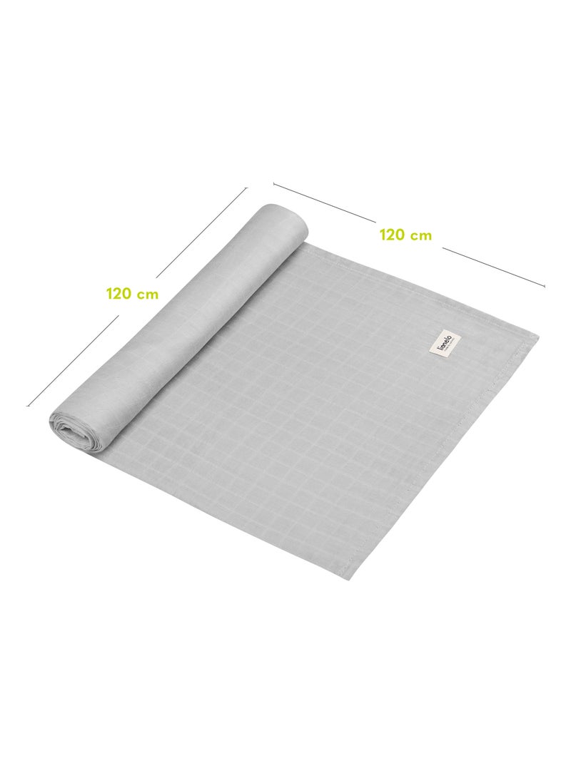 3 x fraldas de bebé de algodão e bambu natural LIONELO – 120 x 120 cm Cinza - Kiabi