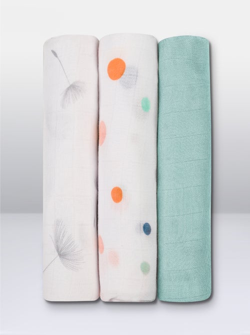 3 x Fraldas de bebé de algodão e bambu natural LIONELO – 70 x 70 cm – Antibacterianas - Kiabi 3 x Fraldas de bebé de algodão e bambu natural LIONELO – 70 x 70 cm – Antibacterianas - Kiabi