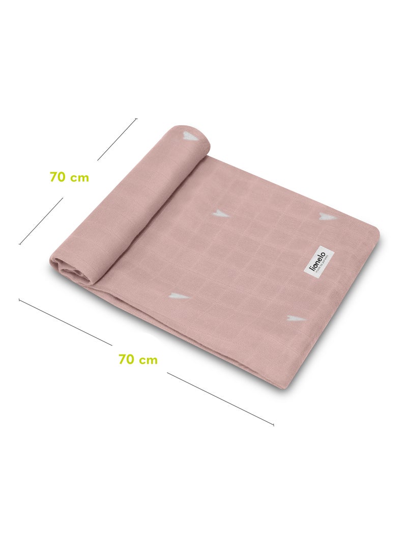 3 x Fraldas de bebé de algodão e bambu natural LIONELO – 70 x 70 cm – Antibacterianas Cinza-rosa branco - Kiabi