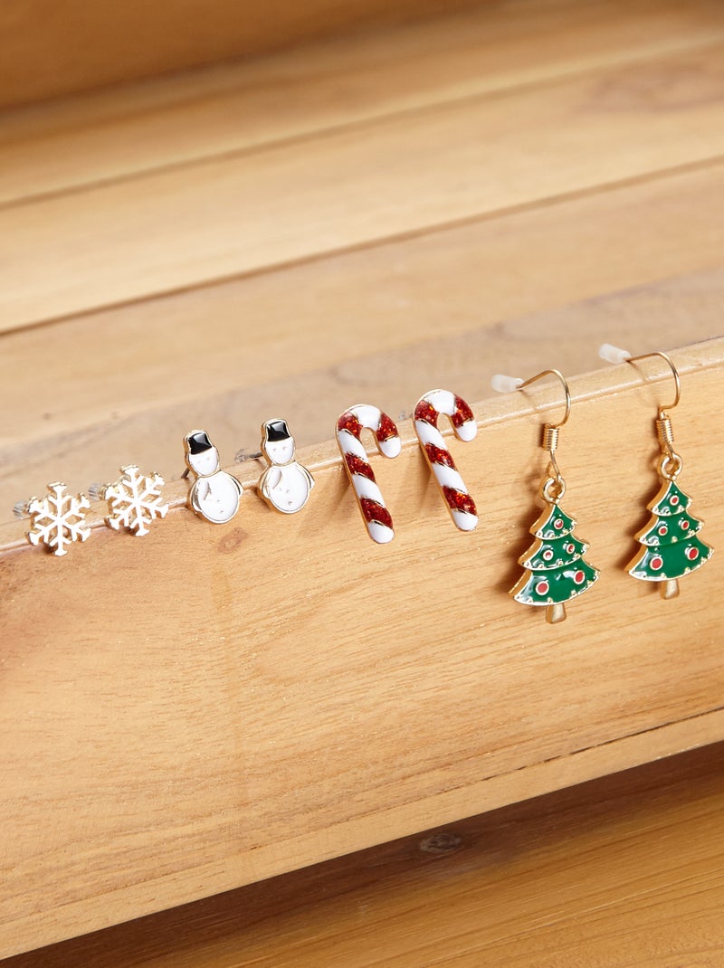 4 pares de brincos de Natal Multicor - Kiabi