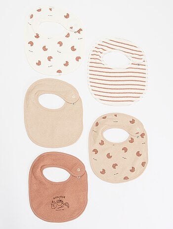 5 babetes com estampados divertidos com fecho de pressão