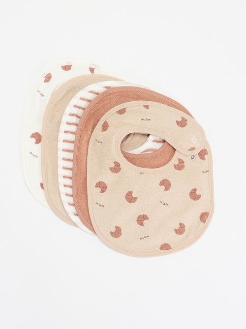 5 babetes com estampados divertidos com fecho de pressão - Kiabi 5 babetes com estampados divertidos com fecho de pressão - Kiabi