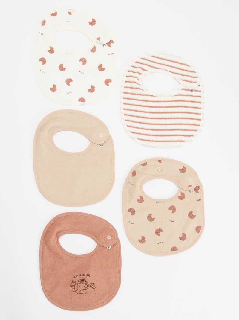 5 babetes com estampados divertidos com fecho de pressão Castanho - Kiabi