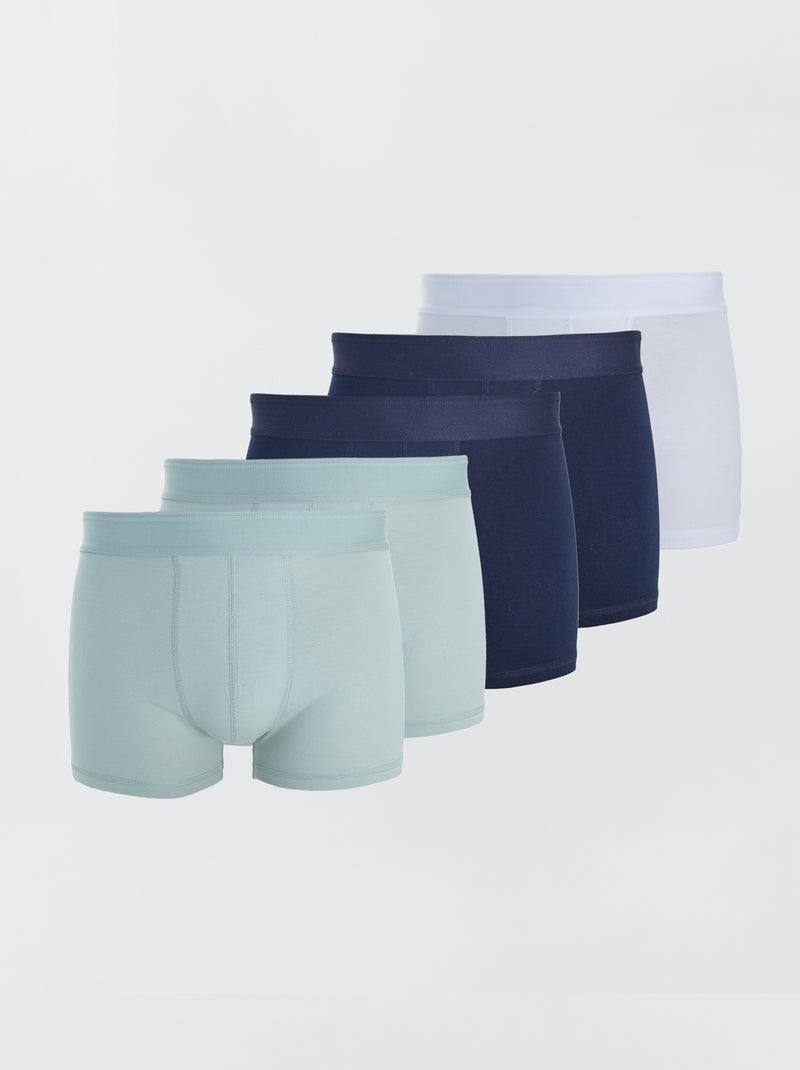 5 boxers lisos AZUL - Kiabi