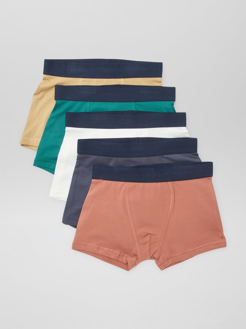 5 boxers lisos Branco - Kiabi