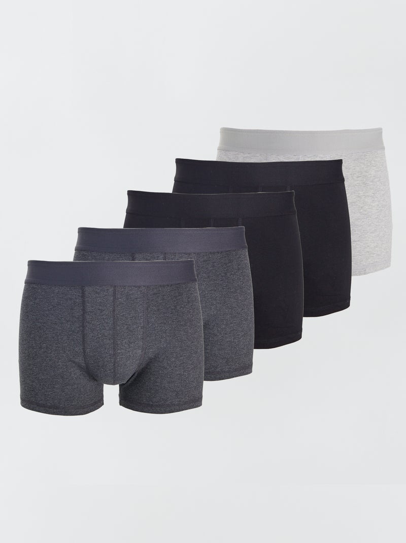 5 boxers lisos PRETO - Kiabi