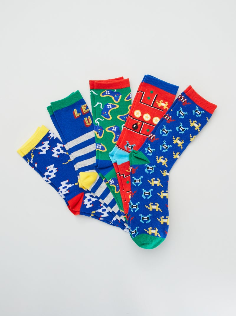 5 pares de meias estampadas de fantasia AZUL - Kiabi