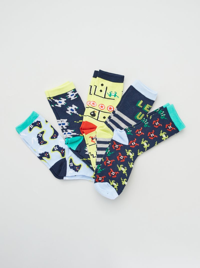 5 pares de meias estampadas de fantasia AZUL - Kiabi
