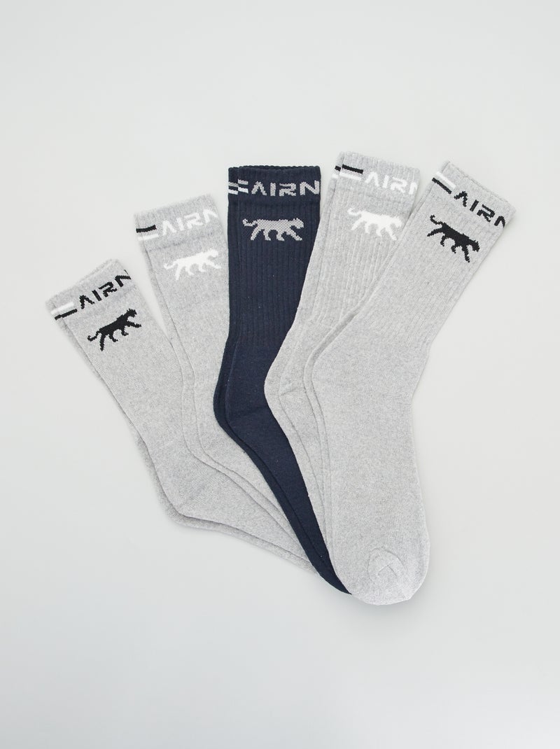 5 pares de meias subidas 'Airness' CINZA - Kiabi