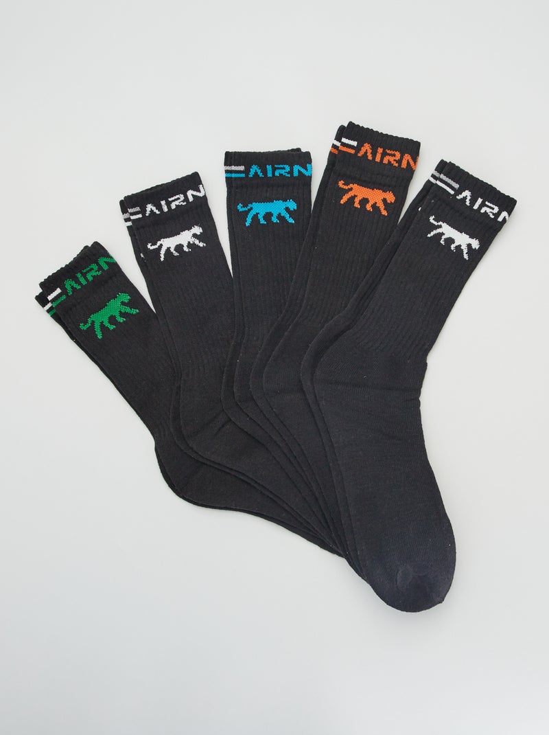 5 pares de meias subidas 'Airness' PRETO - Kiabi