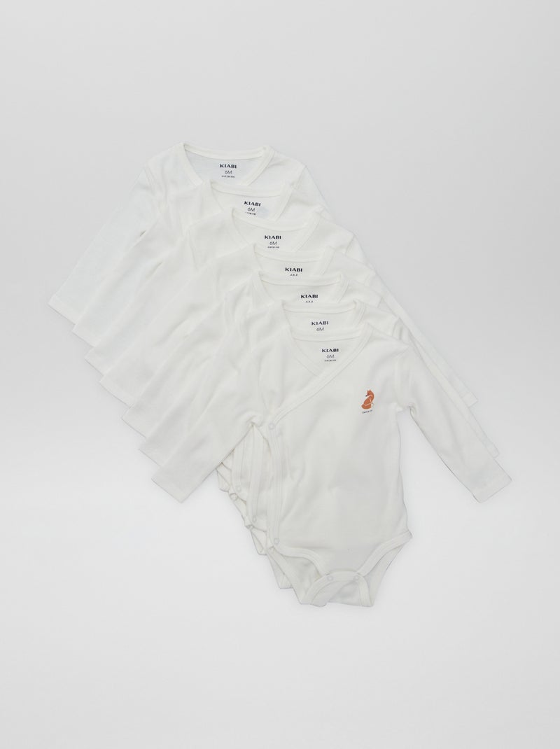 7 bodies com formato cruzado + bolsa de arrumação BRANCO - Kiabi
