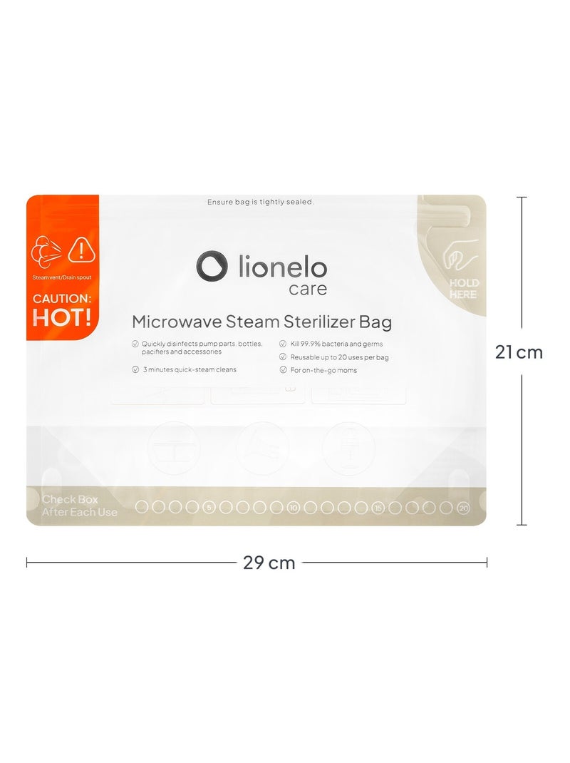 8 x Sacos de esterilização reutilizáveis LIONELO – Para micro-ondas – Para biberões e acessórios Branco - Kiabi