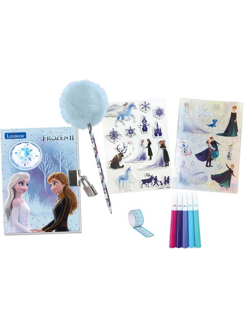 Agenda secreta eletrónica frozen com luz e acessórios (autocolantes, caneta, caneta de cor) - Kiabi