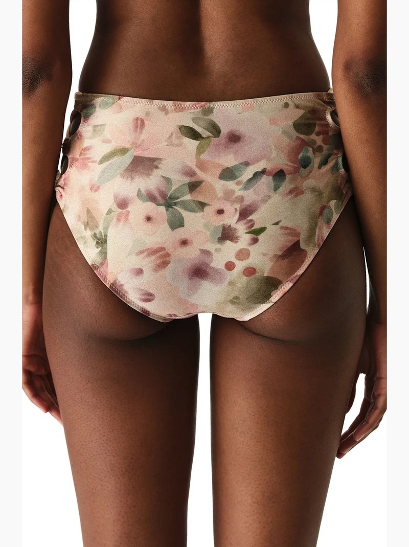 Aires fashion parte de baixo de biquíni floral com brilho e cintura subida penti Creme - Kiabi