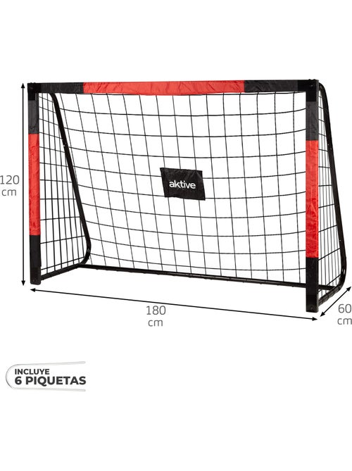 Aktive baliza de futebol de aço 180x60x120 cm com rede resistente e 6 pinos - Kiabi Aktive baliza de futebol de aço 180x60x120 cm com rede resistente e 6 pinos - Kiabi