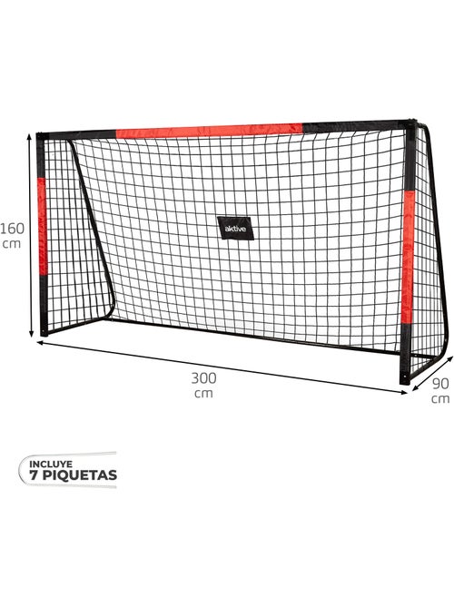Aktive baliza de futebol de aço 300x90x160 cm com rede resistente e 7 pinos - Kiabi Aktive baliza de futebol de aço 300x90x160 cm com rede resistente e 7 pinos - Kiabi