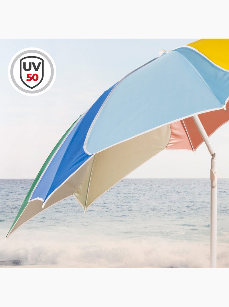 Aktive beach guarda-sol de praia d200 multicolorido e inclinável com proteção uv50 Multicolorido - Kiabi