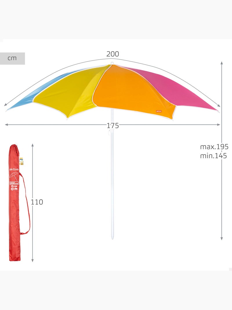 Aktive beach guarda-sol de praia d200 multicolorido e inclinável com proteção uv50 Multicolorido - Kiabi
