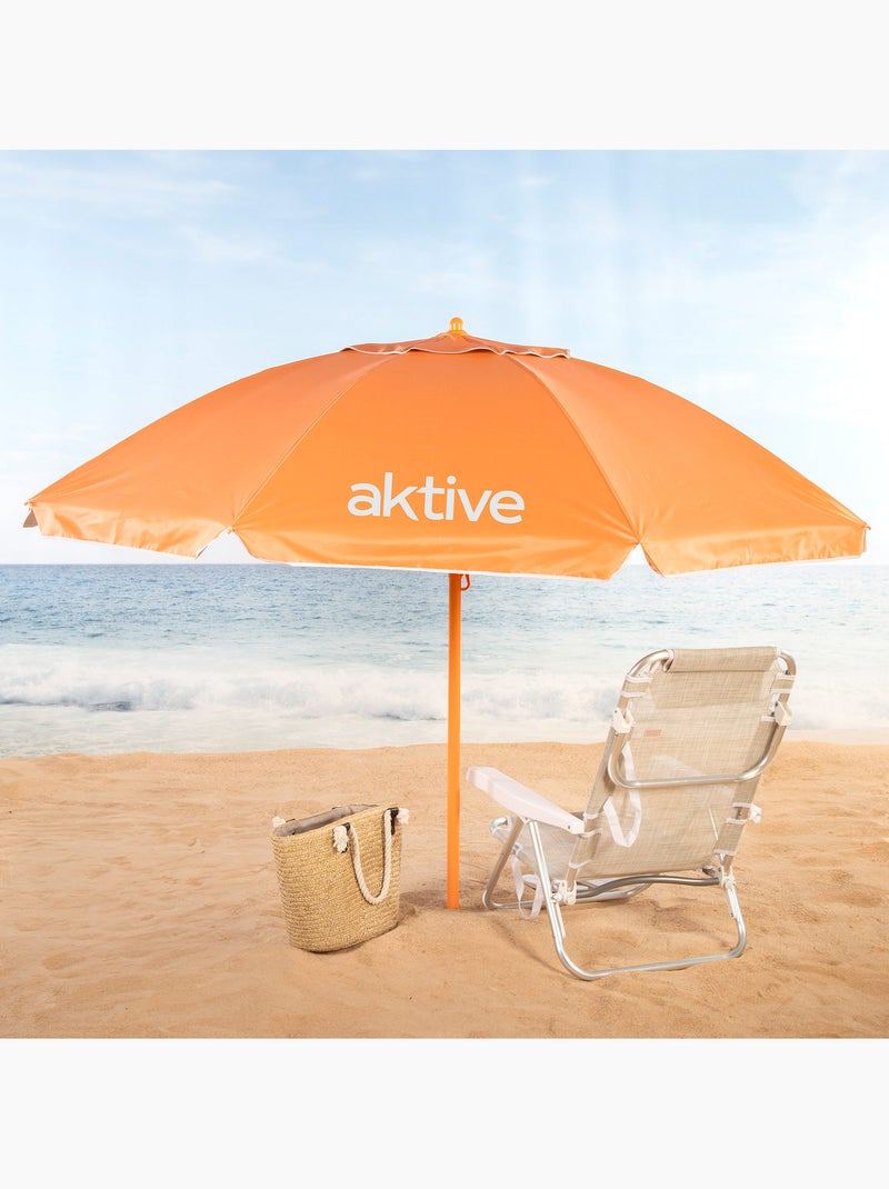 Aktive beach guarda-sol de praia laranja inclinável com proteção uv50, 220 cm de diâmetro Laranja - Kiabi