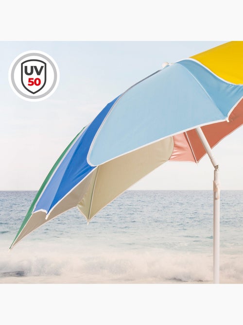 Aktive beach guarda-sol de praia reclinável com proteção uv50 multicolorido 180 cm de diâmetro - Kiabi