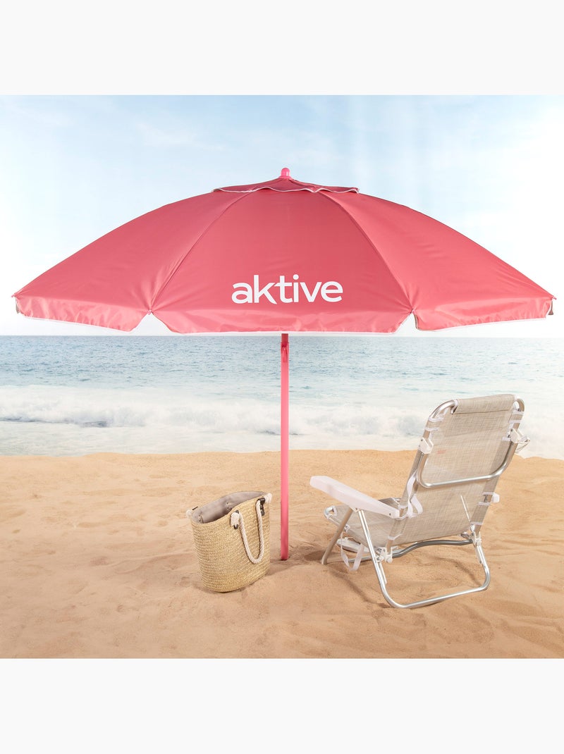 Aktive beach guarda-sol de praia rosa inclinável d220 cm com proteção uv50 Coral - Kiabi
